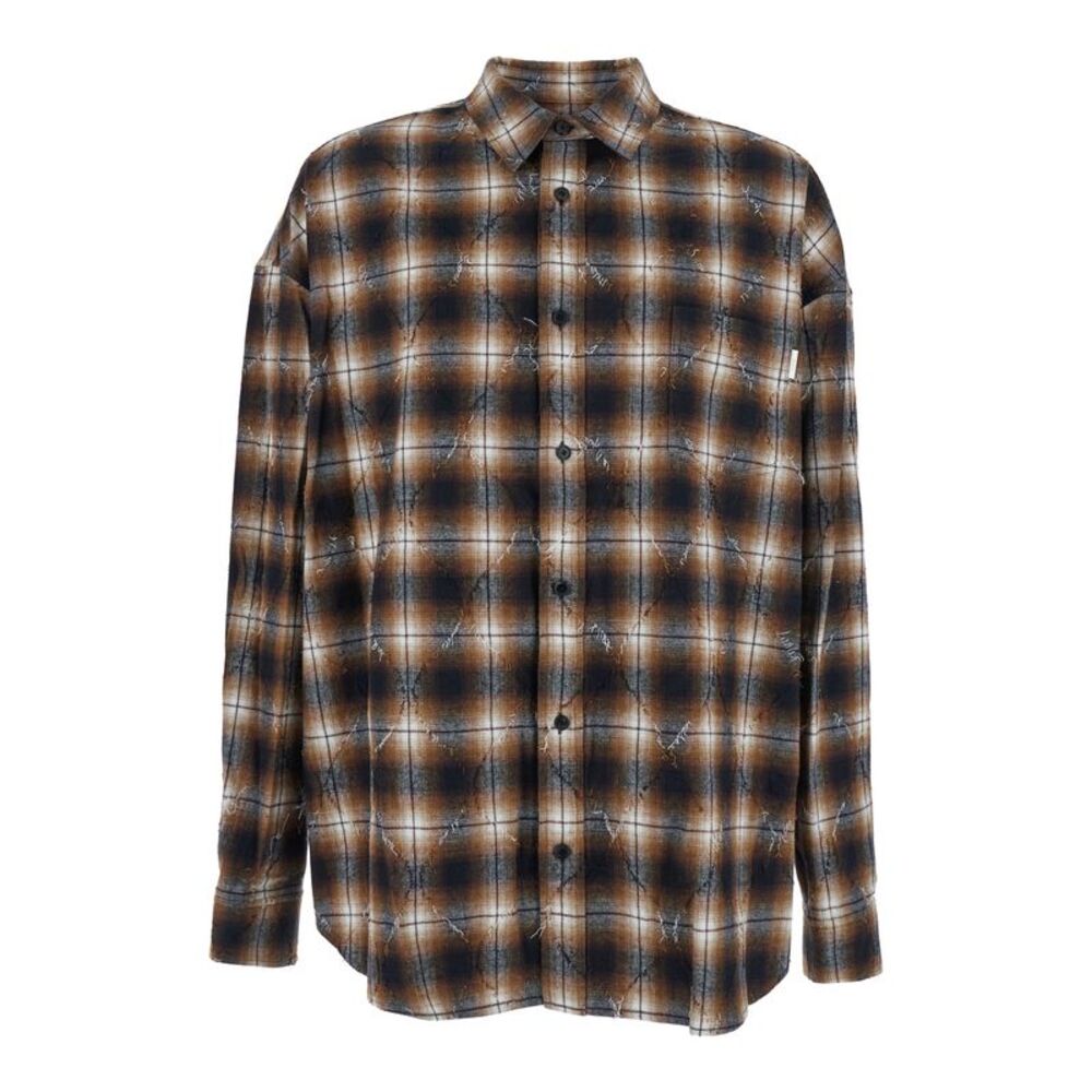 Juun.J Men Argyle Damaged Check Loose Fit Shirts